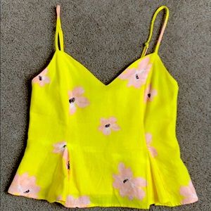Vibrant Yellow Floral Pattern Tank Top